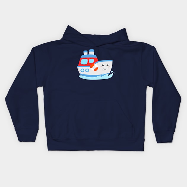 Ocean Liner Cruise Ship Cute Boat for Kids Kids Hoodie by samshirts